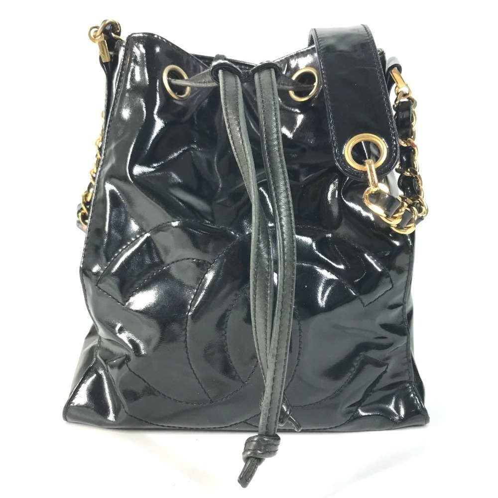 CHANEL Vintage Drawstring Bag CC Coco Mark Logo Chain Crossbody Handbag with ...
